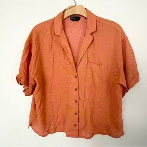 Prana Freemont Woven Button Down Short Sleeve Tencel Shirt Size L